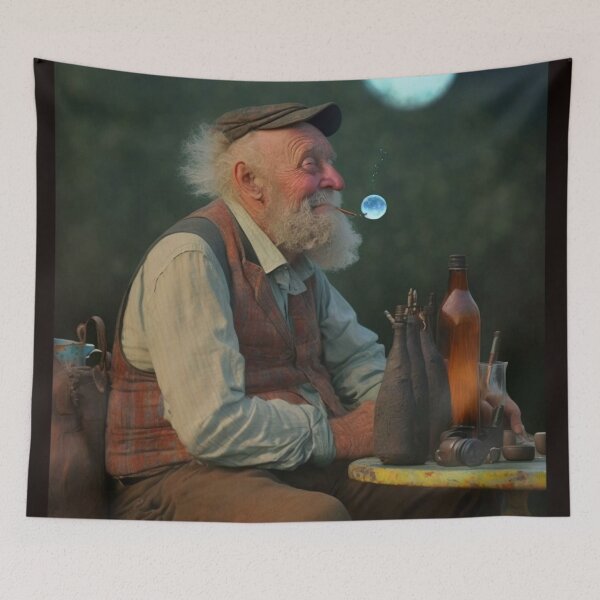 Item preview, The old man tries to smile and with a moon designed and sold by Shagrah.