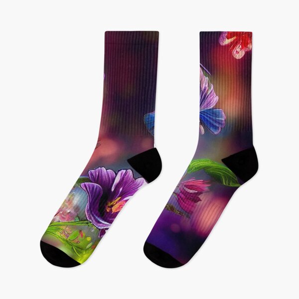 Item preview, a painting of purple flowers and butterflies designed and sold by DesignAtYO.