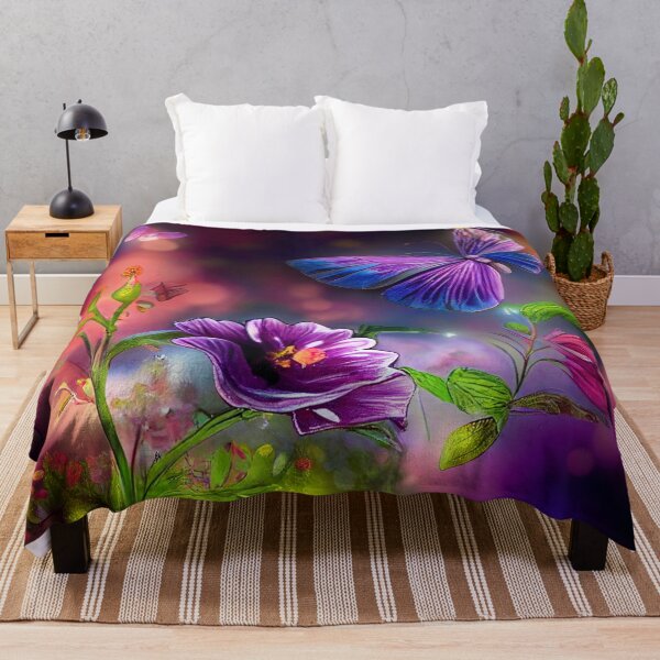 Item preview, a painting of purple flowers and butterflies designed and sold by DesignAtYO.