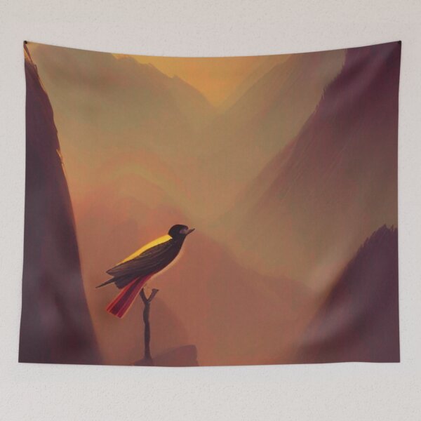 Item preview, Bird posing on a branch in the mountain at sunrise II designed and sold by PSYCO-art.
