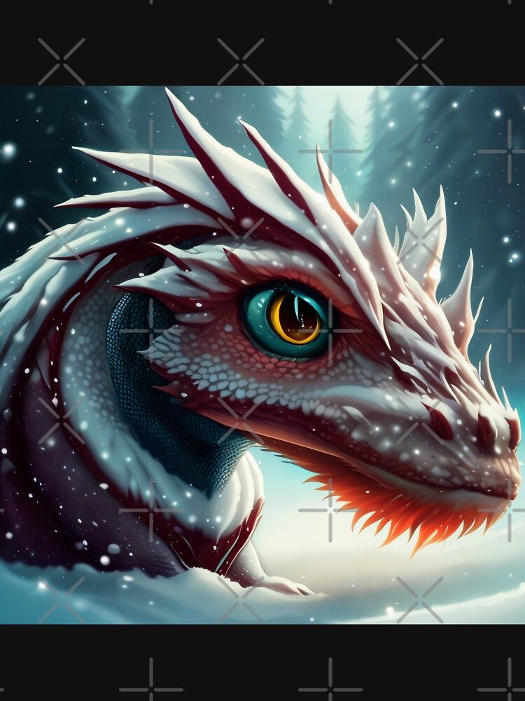 Thumbnail 7 of 7, Classic T-Shirt, Ancient Red Dragon Raises Head out of Snow designed and sold by dragynrain.