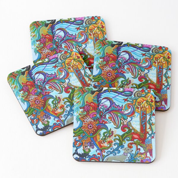 Item preview, Mermaid Floral With Dragons and Crescent Moon designed and sold by Genevieve Esson.