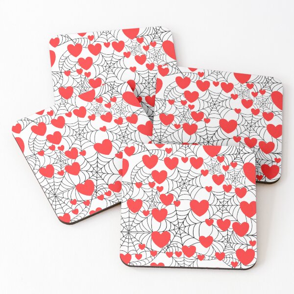 Item preview, Black Spiderwebs and hearts white background large scale designed and sold by Rosefurn.