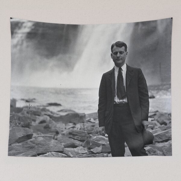 Item preview, Vintage Man at a Dam Genesee River, NY designed and sold by BGPickers.