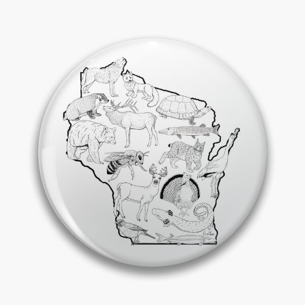 Item preview, Wisconsin Wildlife State Silhouette - Black & White designed and sold by EcoElsa.