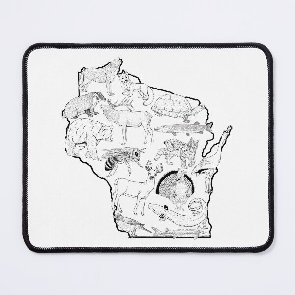 Item preview, Wisconsin Wildlife State Silhouette - Black & White designed and sold by EcoElsa.