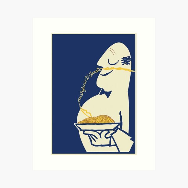 Item preview, Vintage Italian Pasta Poster Whimsical Food Art Italy designed and sold by Glimmersmith.