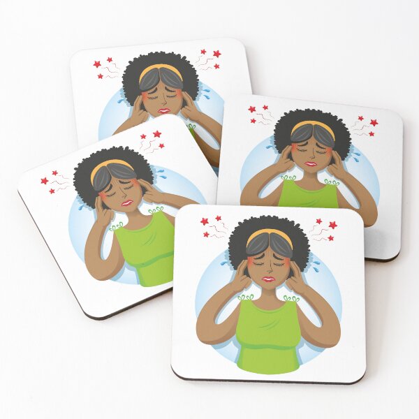 Item preview, Afro-descendant woman person mascot with headache, symptoms. Ideal for informative and institutional related to medicine designed and sold by LucianoCosmo.