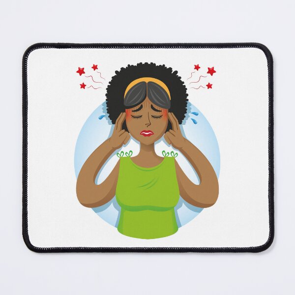 Item preview, Afro-descendant woman person mascot with headache, symptoms. Ideal for informative and institutional related to medicine designed and sold by LucianoCosmo.