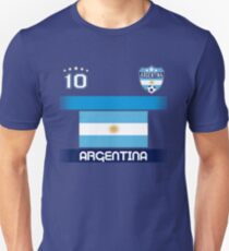 Argentina Soccer Shirt with Flag, Shield and Number 10 Unisex T-Shirt