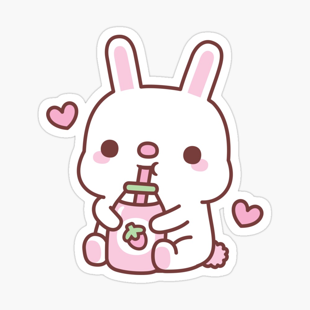 Cute Bunny Loves Strawberry Milk