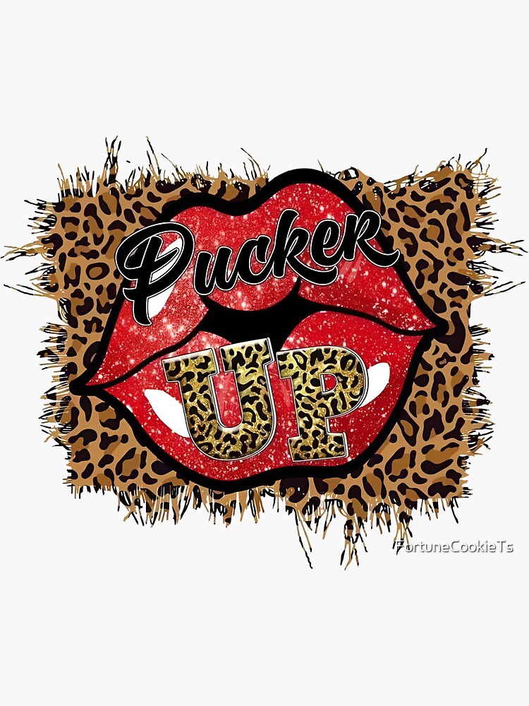 Pucker Up Leopard Lips Sticker For Sale By Fortunecookiets Redbubble