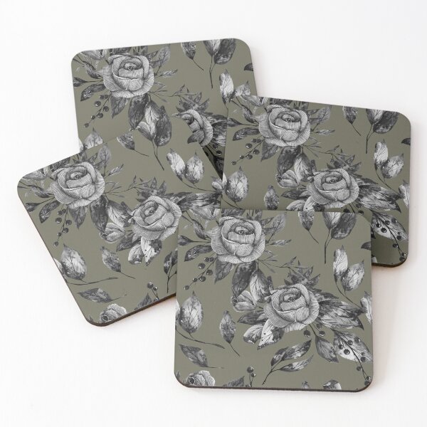 Item preview, Black boho floral repeating pattern designed and sold by pinkyfish1010.
