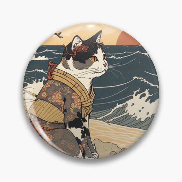 Item preview, Ukiyo-E kimono Cat on the beach designed and sold by JCatDesign.