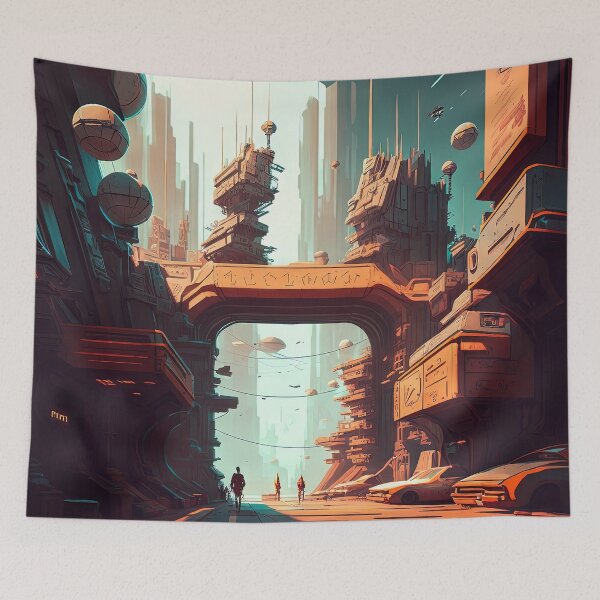 Item preview, Futuristic sandy city gate designed and sold by HappyBlackMoona.