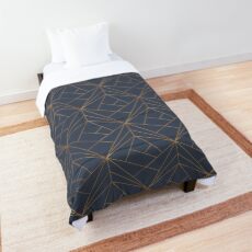 Blaues Gold Geometrisches Muster Tagesdecke