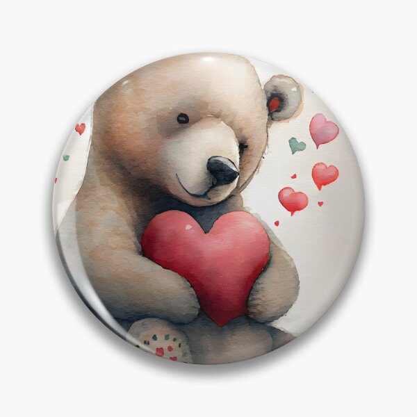 Item preview, Cute Valentine Bear with Hearts Watercolor Design designed and sold by CGSGraphics.