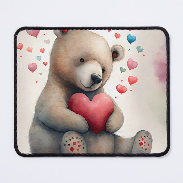Item preview, Cute Valentine Bear with Hearts Watercolor Design designed and sold by CGSGraphics.