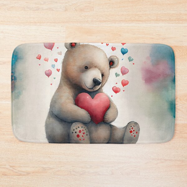 Item preview, Cute Valentine Bear with Hearts Watercolor Design designed and sold by CGSGraphics.