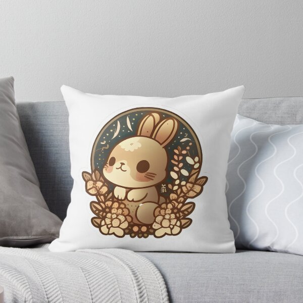 Item preview, Cute Chibi-styled rabbit sticker with plants & flowers designed and sold by Pariunos.