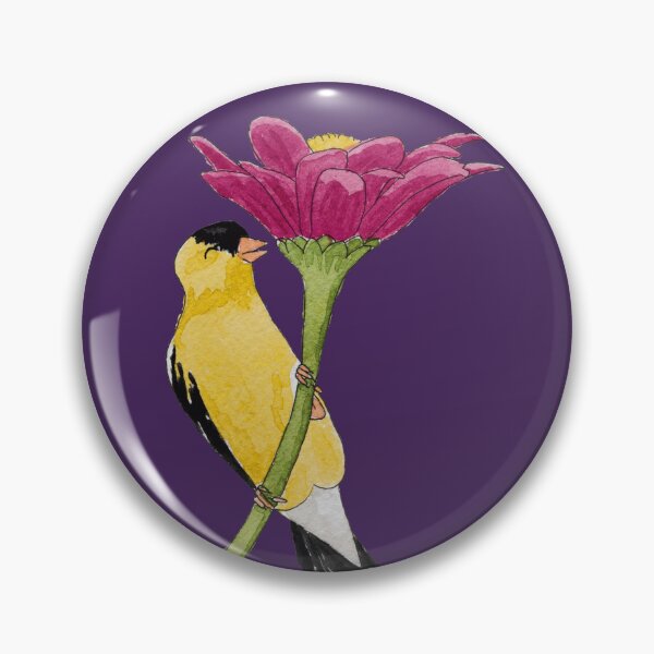 Item preview, Happy Goldfinch Bird Flower Snack Dark designed and sold by Nicky Rollings.