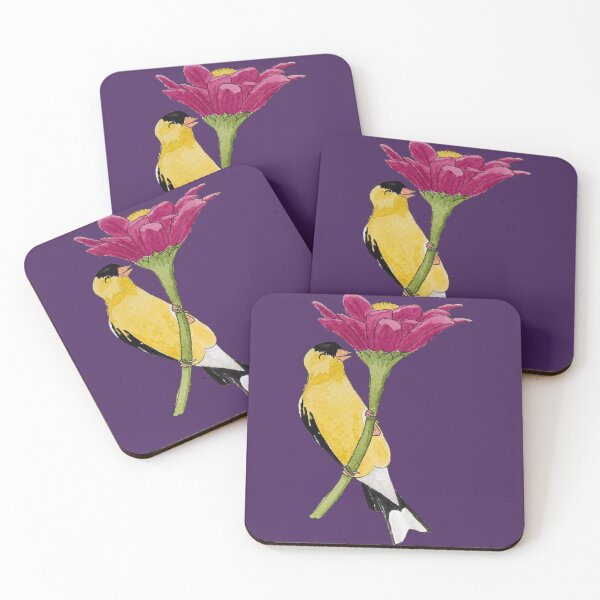 Item preview, Happy Goldfinch Bird Flower Snack Dark designed and sold by Nicky Rollings.