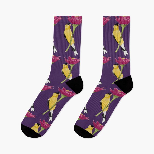 Item preview, Happy Goldfinch Bird Flower Snack Dark designed and sold by Nicky Rollings.