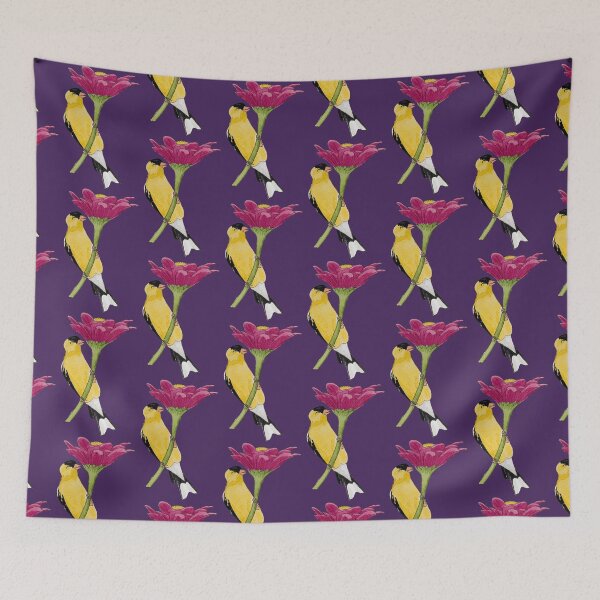 Item preview, Happy Goldfinch Bird Flower Snack Dark designed and sold by Nicky Rollings.