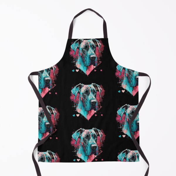 Item preview, Great Dane Lover Pet Owner Dog Cute Heart Cutout Watercolor Pink Blue Dripping Splash Painting Art designed and sold by Lovedogz4life.