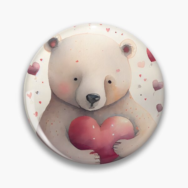Item preview, Cute Watercolor Valentine Bear with Hearts  designed and sold by CGSGraphics.