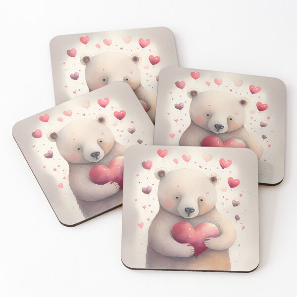 Item preview, Cute Watercolor Valentine Bear with Hearts  designed and sold by CGSGraphics.