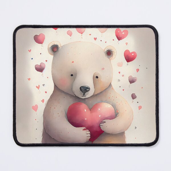Item preview, Cute Watercolor Valentine Bear with Hearts  designed and sold by CGSGraphics.