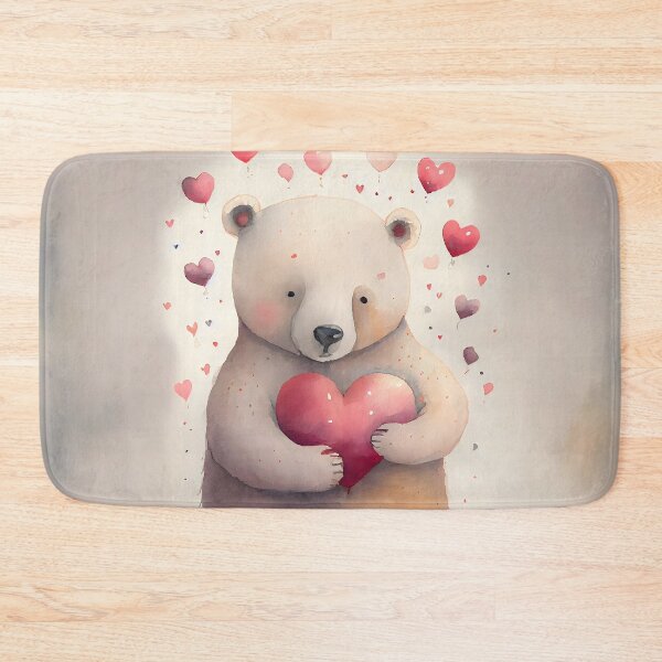 Item preview, Cute Watercolor Valentine Bear with Hearts  designed and sold by CGSGraphics.