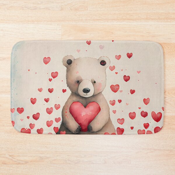 Item preview, Cute Valentine Bear with Hearts Watercolor Design designed and sold by CGSGraphics.