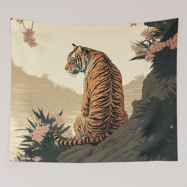Item preview, Ukiyo-e Style Japanese Art - Tiger in the sunset designed and sold by Sabot119.