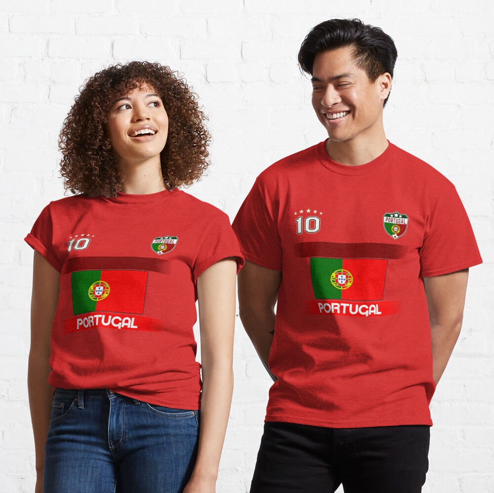 Portugal Soccer Shirt with Flag, Shield and Number 10 Essential T