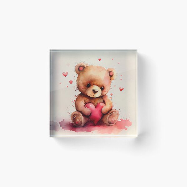 Item preview, Adorable Cute Valentine Bear with Hearts Watercolor Design designed and sold by CGSGraphics.