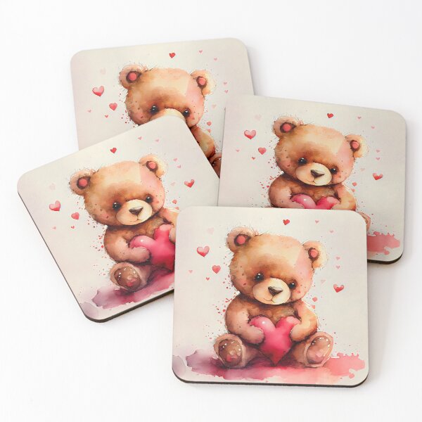 Item preview, Adorable Cute Valentine Bear with Hearts Watercolor Design designed and sold by CGSGraphics.