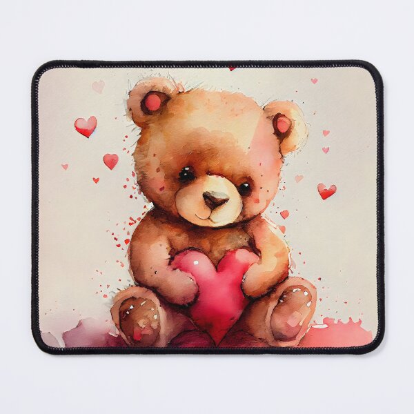 Item preview, Adorable Cute Valentine Bear with Hearts Watercolor Design designed and sold by CGSGraphics.