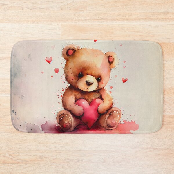 Item preview, Adorable Cute Valentine Bear with Hearts Watercolor Design designed and sold by CGSGraphics.