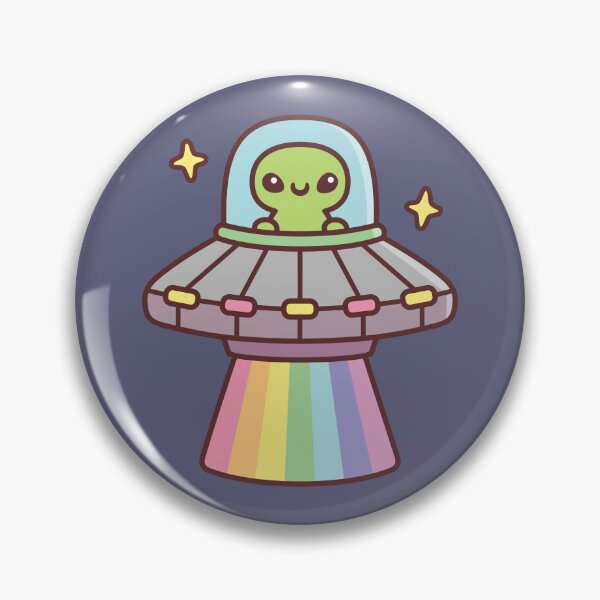 Item preview, Cute Alien In UFO Spaceship With Rainbow Ray designed and sold by rustydoodle.