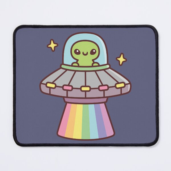 Item preview, Cute Alien In UFO Spaceship With Rainbow Ray designed and sold by rustydoodle.