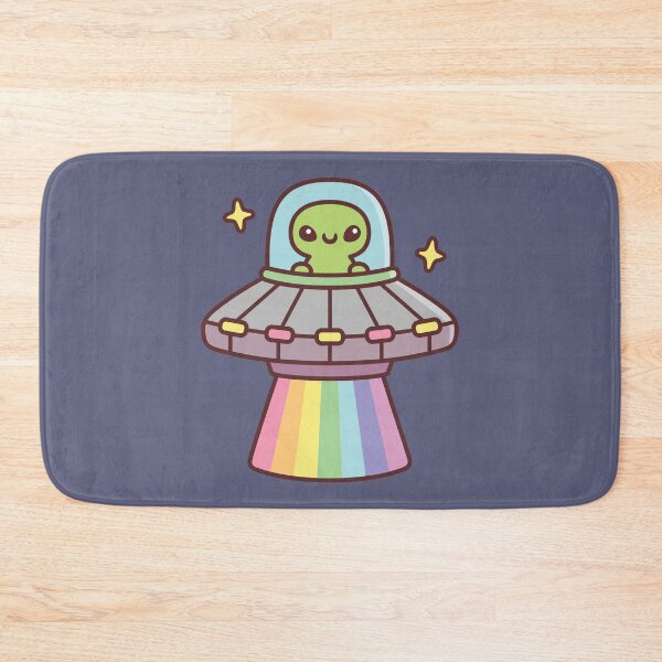 Item preview, Cute Alien In UFO Spaceship With Rainbow Ray designed and sold by rustydoodle.