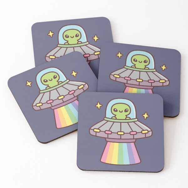 Item preview, Cute Alien In UFO Spaceship With Rainbow Ray designed and sold by rustydoodle.