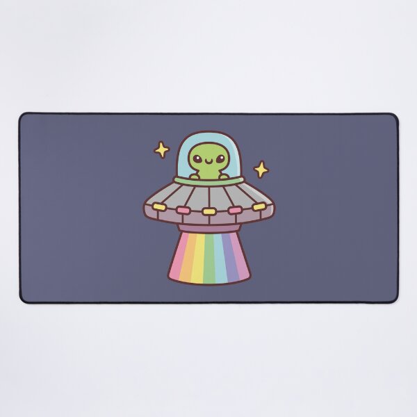 Item preview, Cute Alien In UFO Spaceship With Rainbow Ray designed and sold by rustydoodle.