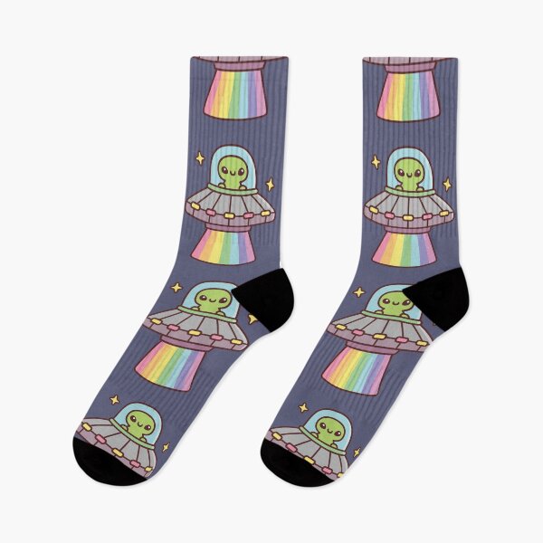 Item preview, Cute Alien In UFO Spaceship With Rainbow Ray designed and sold by rustydoodle.