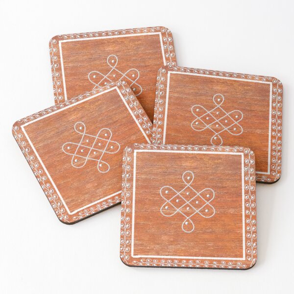 Item preview, Dot kolam/muggu/sikku kolam - Wood texture tile designed and sold by ShreecreatE.