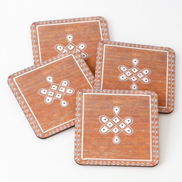 Item preview,  Dot kolam/muggu/sikku kolam - Wood texture tile designed and sold by ShreecreatE.