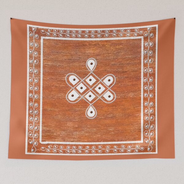 Item preview,  Dot kolam/muggu/sikku kolam - Wood texture tile designed and sold by ShreecreatE.