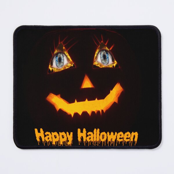 Item preview, Scary carved Jack O Lantern pumpkin face for Halloween with fiery blue eyes. designed and sold by Karen McFarland.